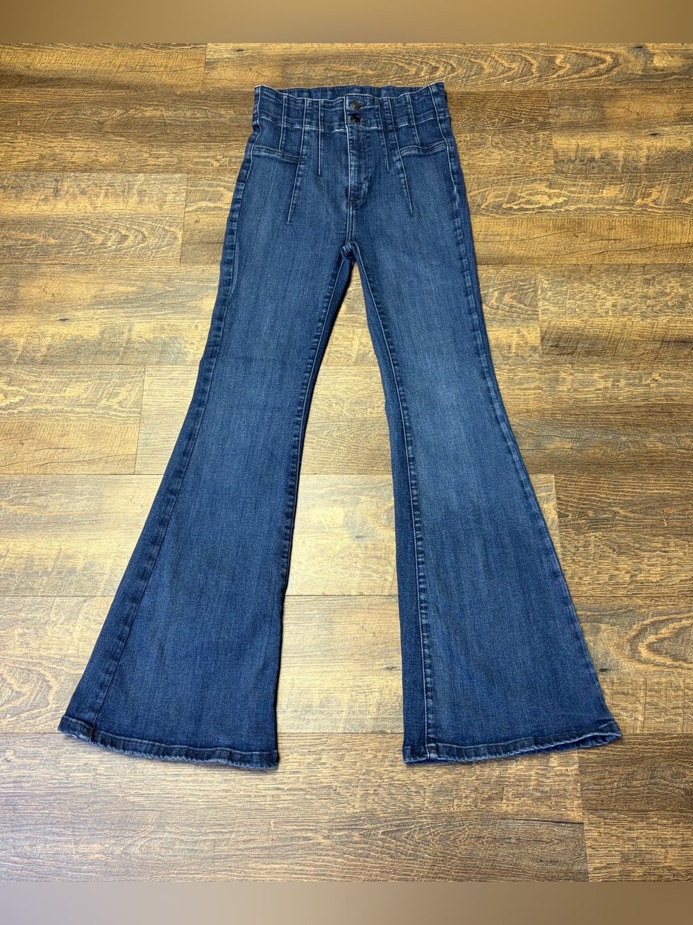 Free People We the Free Jayde Flare Ultra High Rise Jeans Womens 27x31 Boho - Picture 2 of 12